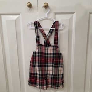 Plaid Suspender Shorts
